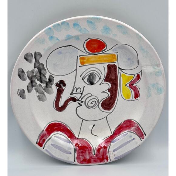 Pasta Bowl Plate by Italian Artist Giovanni DeSimone in the  Pasta Bowl Plate by Italian Artist Giovanni DeSimone in the Manner of Picasso